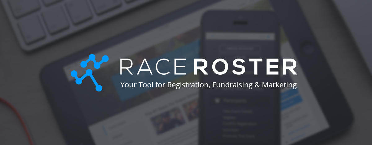 Race Roster logo with a tablet and phone in the background